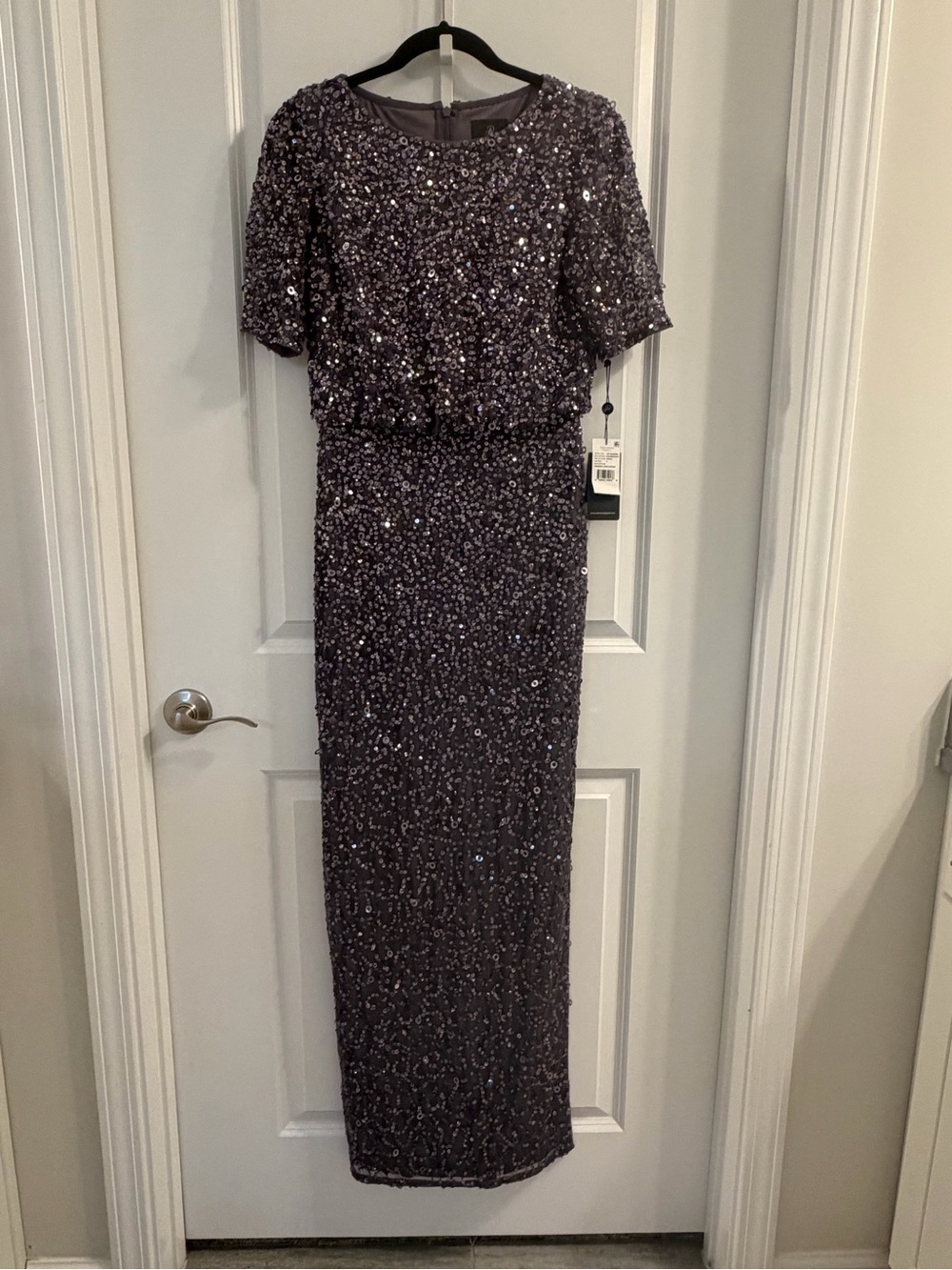Adrianna Papell Beaded Long Sequin Gown | Moonscape | Size 4